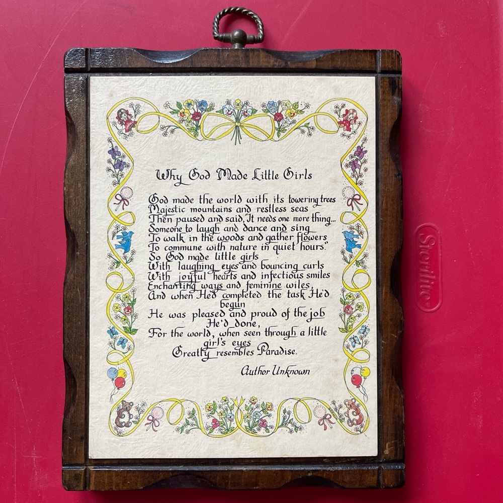 Framed Poem Plaque "Why God Made Little Girls" - Floral Accents